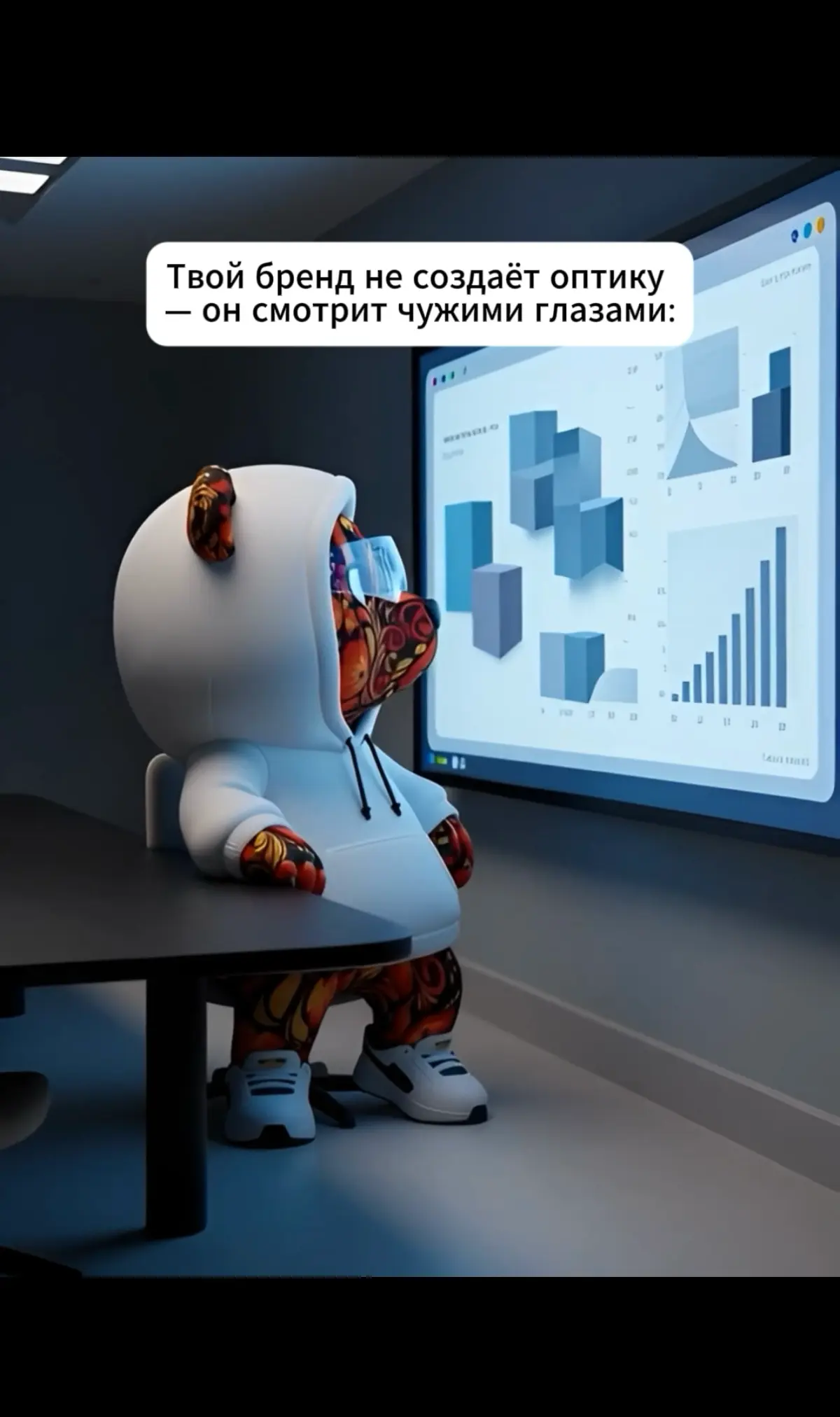 1. Когда у бренда нет собственной оптики, он заимствует чужую. Повторяет формулировки, копирует подходы, смотрит на рынок так же, как все | Сетка — социальная сеть от hh.ru