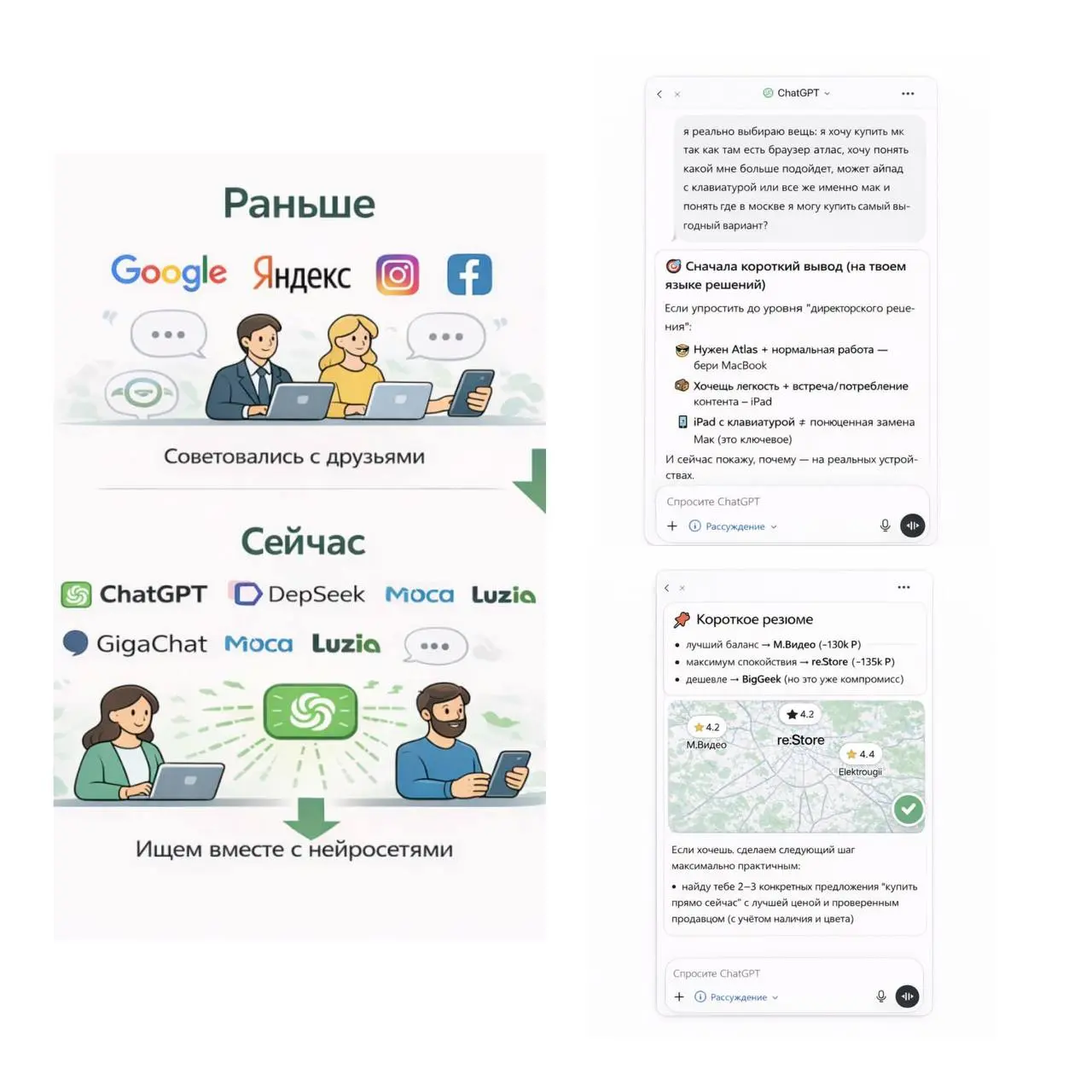 😁😆😁 Всем привет!
Сегодня день шопинга! 🥳 Shopping Research в ChatGPT — очень полезная штука для покупок | Сетка — социальная сеть от hh.ru
