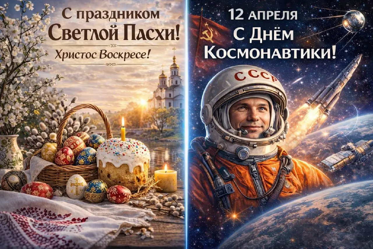 Сегодня редкий день, когда рядом оказались земное и небесное.
С одной стороны - Светлая Пасха. День тишины, света, надежды и внутренней опоры.
С другой - День космонавтики | Сетка — социальная сеть от hh.ru