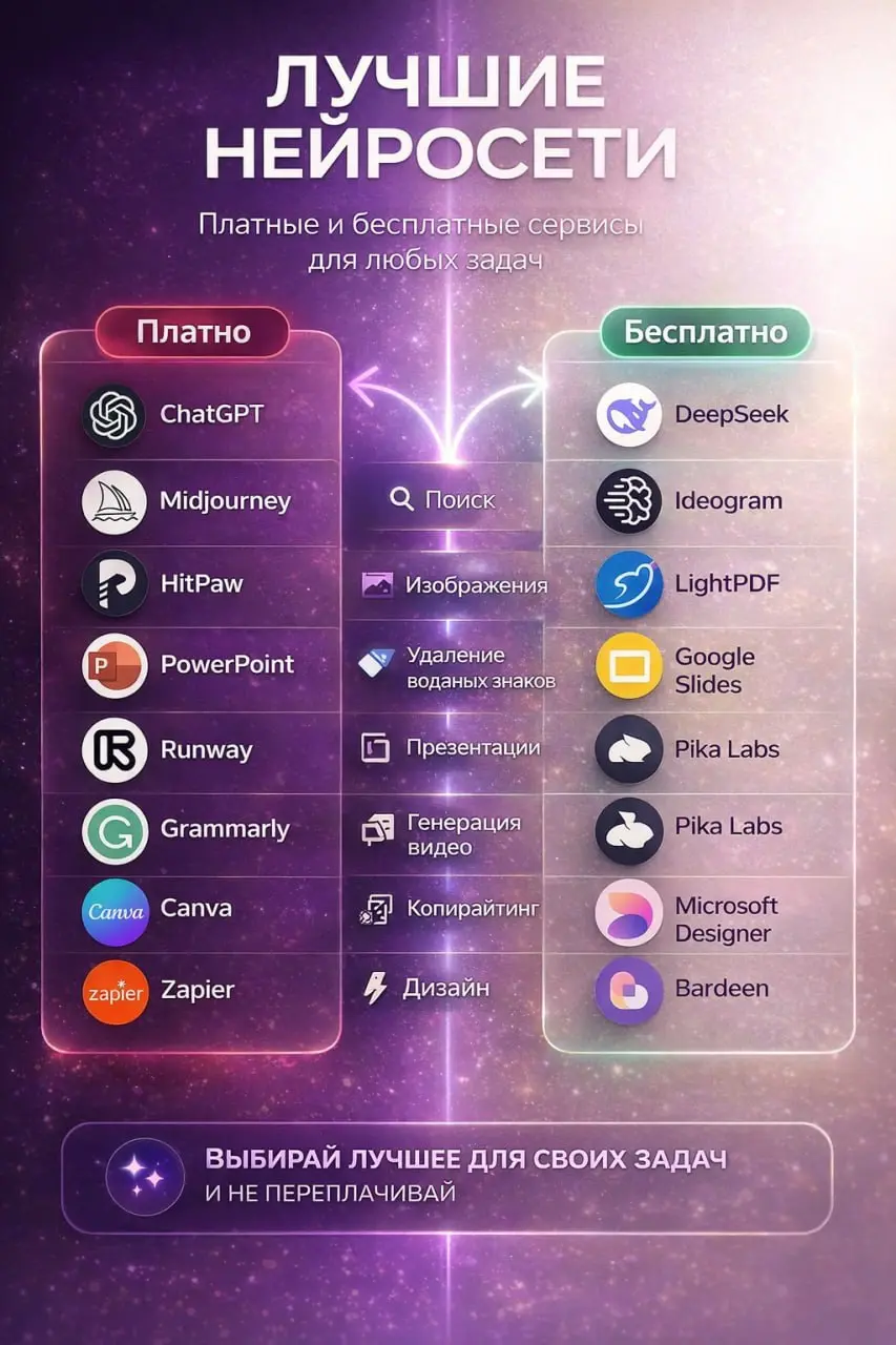 120 нейросетей, которые экономят тебе часы ⏳
Если ты всё ещё делаешь руками то, что можно автоматизировать — ты просто теряешь время | Сетка — социальная сеть от hh.ru