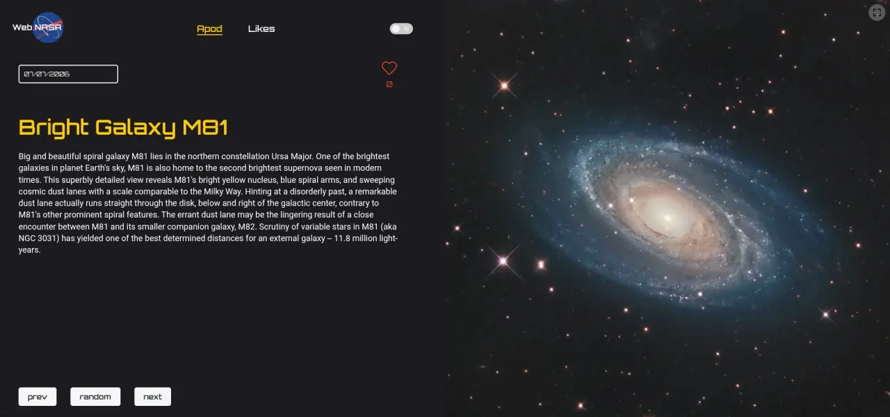 Всех с днем космонавтики 🧑‍🚀🚀
Этой тематикой я достаточно давно интересуюсь. Пытался сделать пару микро пет проектов на эту тему, чуть чуть расскажу про них.
Редизайн NASA APOD | Сетка — социальная сеть от hh.ru