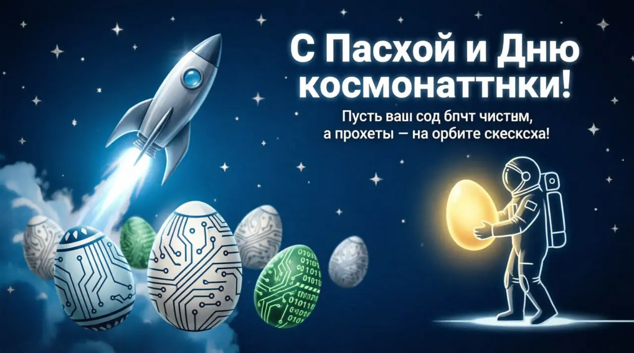 С праздником друзья! Я и qwen-3.6-plus нарисовали эту поздравительную открытку вместе | Сетка — социальная сеть от hh.ru