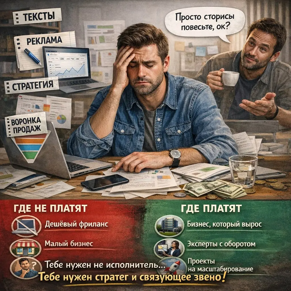 💰 Где искать клиентов, которые готовы платить за твою мультифункциональность?
Есть такая боль у специалистов:
👉 “Я умею многое, но платят как за одну задачу” | Сетка — социальная сеть от hh.ru