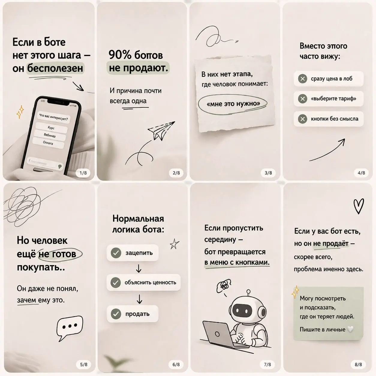 Если в боте нет этого шага — он бесполезен 😱
Шага, где человек понимает:
«мне это надо».
Не кнопки.
Не красивый текст.
Не «нажмите 1 или 2».
А нормального смысла для клиента | Сетка — социальная сеть от hh.ru