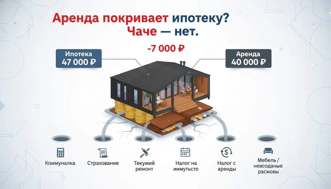 Аренда покрывает ипотеку? Чаще — нет. 📉
Самая частая ошибка инвесторов — считать только «ипотека минус аренда» | Сетка — социальная сеть от hh.ru