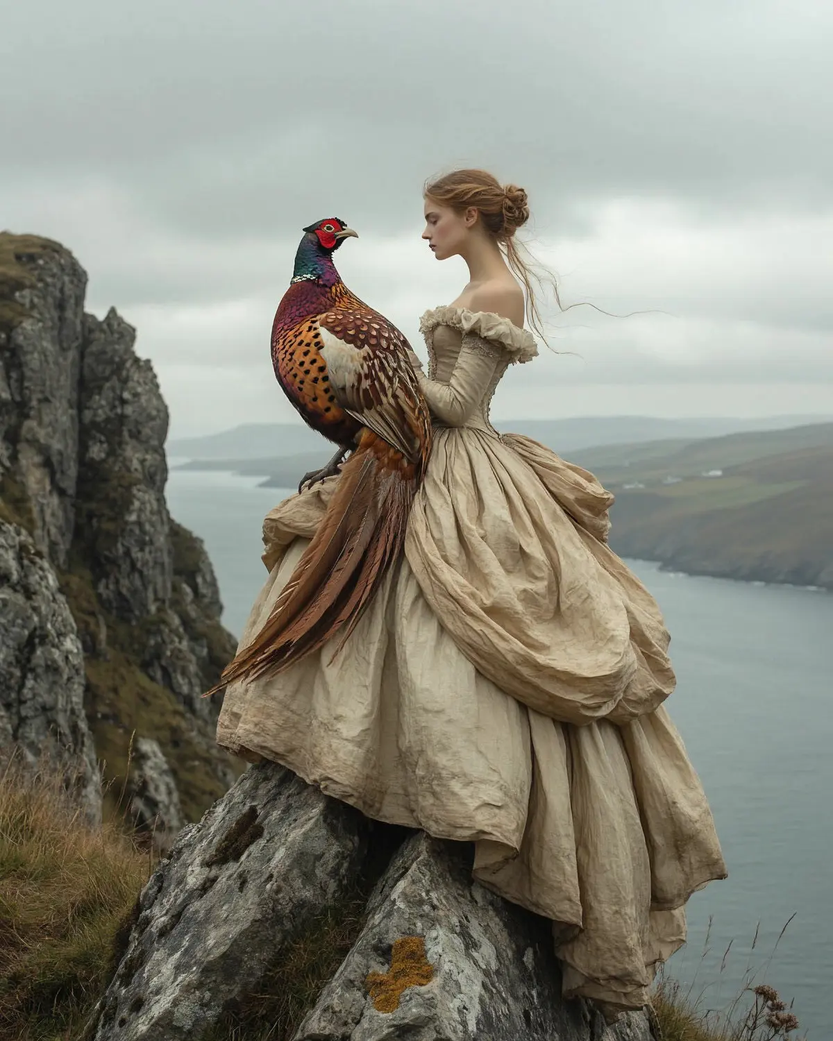 Скалы, ветер, длинные локоны. Пышное платье и короткое меховое пальто. Фазан на руках
Ты не боишься холода. Ты носишь его.
Бисер, красные сапоги, дымка над морем. Резкость там, где нужно | Сетка — социальная сеть от hh.ru