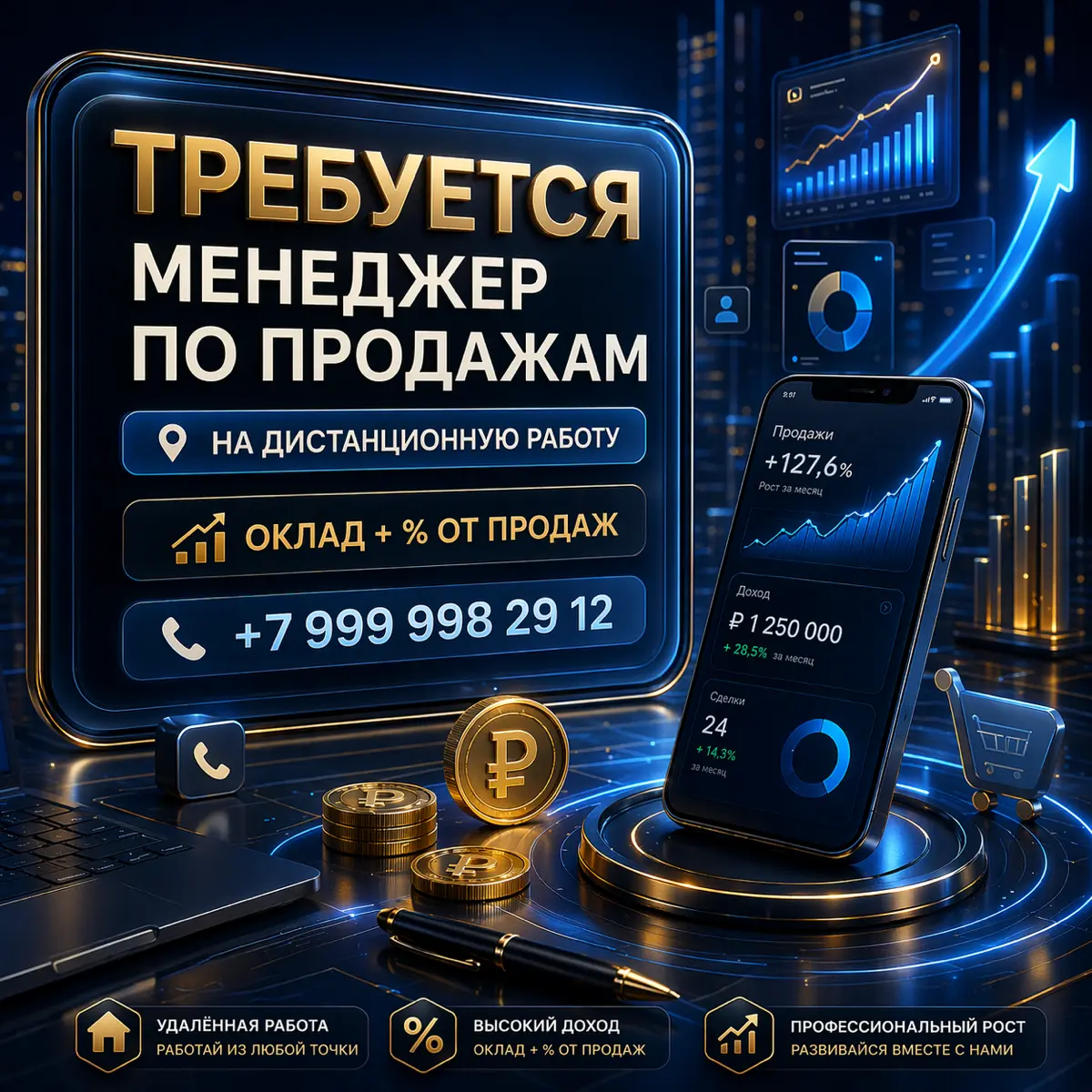Ищу менеджера по продажам на постоянную работу!
Работа дистанционная.
+7(999)998-29-12 | Сетка — социальная сеть от hh.ru