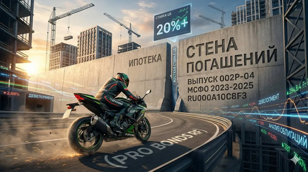 🏗 Финансовый мотоцикл «Брусники»: мчим на скорости х2 или летим в стену погашений? Разбираем выпуск 002Р-04
Девелопмент в эпоху жесткой ставки ЦБ — это спорт для очень богатых и очень смелых | Сетка — социальная сеть от hh.ru