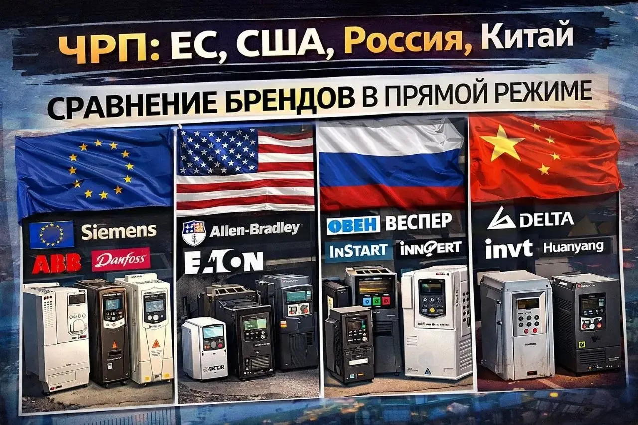 ⚙️ ЧРП: сравнение брендов — Европа, США, Россия, Китай
На рынке частотников сейчас полный зоопарк: от премиума до “лишь бы крутило”.
Разберёмся по регионам — без маркетинга, как есть | Сетка — социальная сеть от hh.ru
