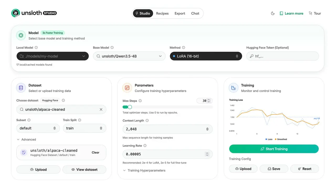 Файнтюн мультимодальных LLM для тех, у кого нет кластера A100 🦥
Ребята из Unsloth выкатили бету Unsloth Studio— локальной UI-тулзы для инференса и тренировки (Mac, Windows, Linux) | Сетка — социальная сеть от hh.ru