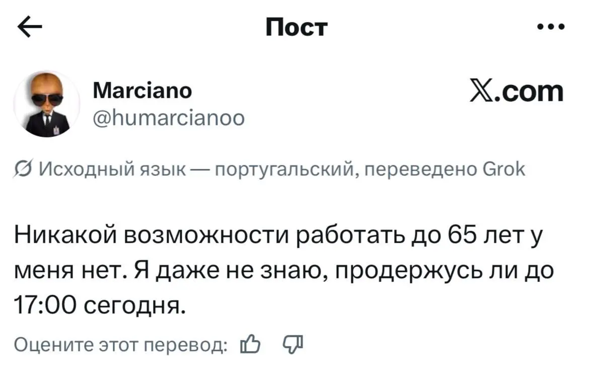 Илон Маск встроил ИИ-переводчик в X только ради того, чтобы мы окончательно убедились: у выгорания желания уволиться к пяти вечера нет языковых барьеров. | Сетка — социальная сеть от hh.ru