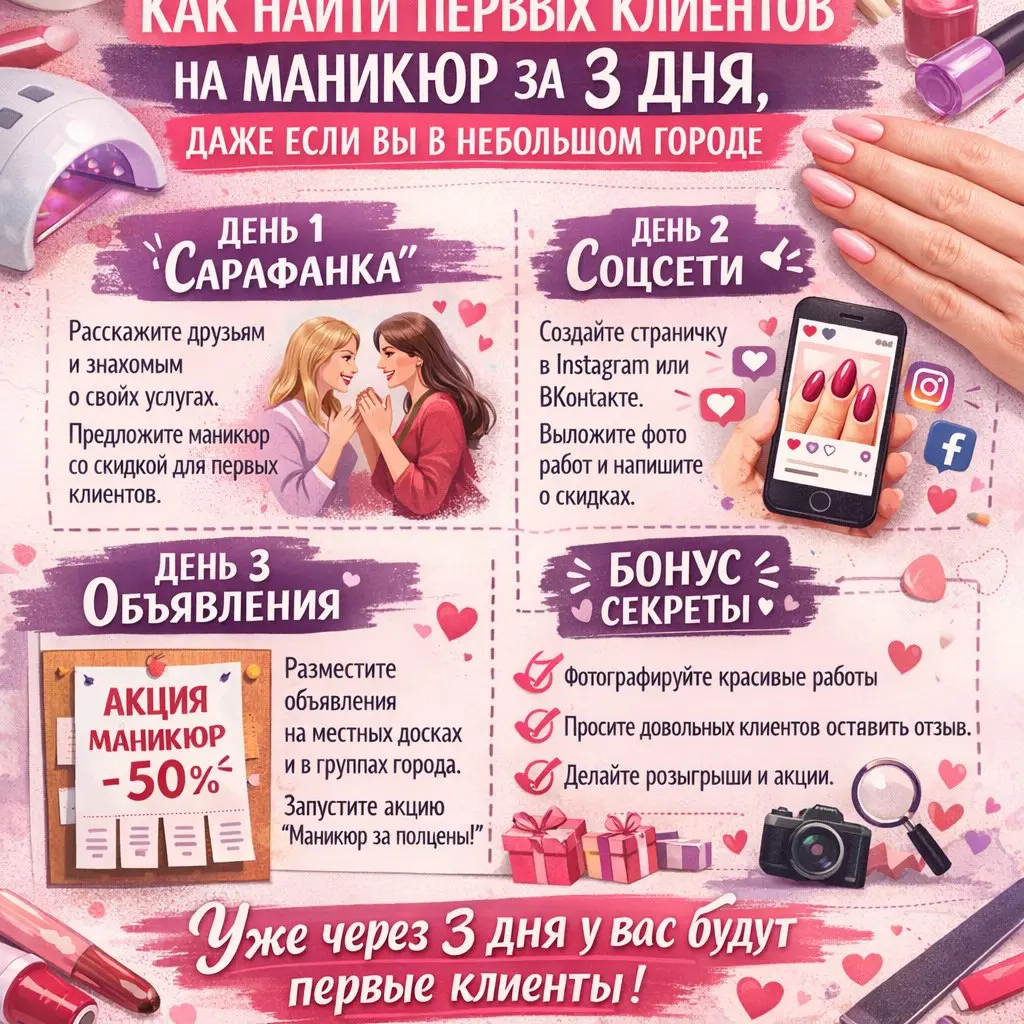 Как найти первых клиентов на маникюр за 3 дня | Сетка — социальная сеть от hh.ru
