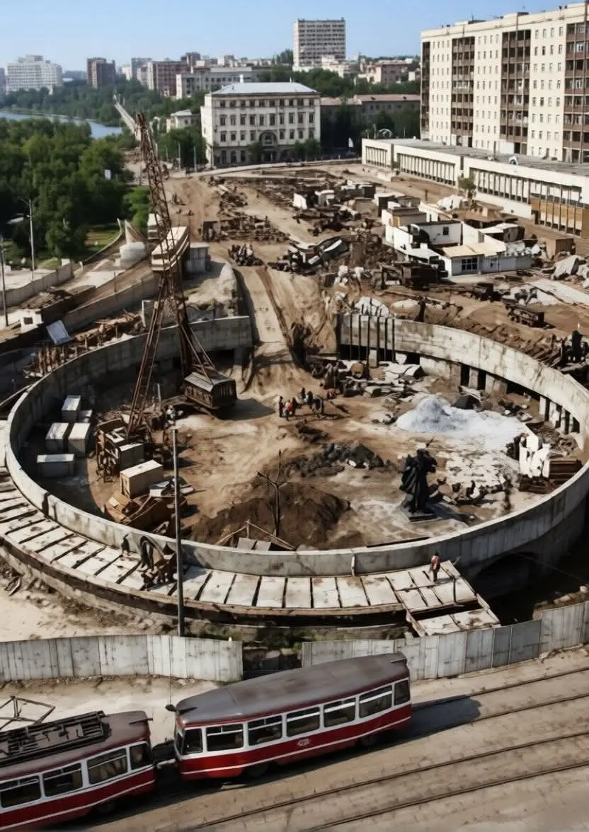 Донецк. Строительство перехода на Площади коммунаров. 1976 год | Сетка — социальная сеть от hh.ru