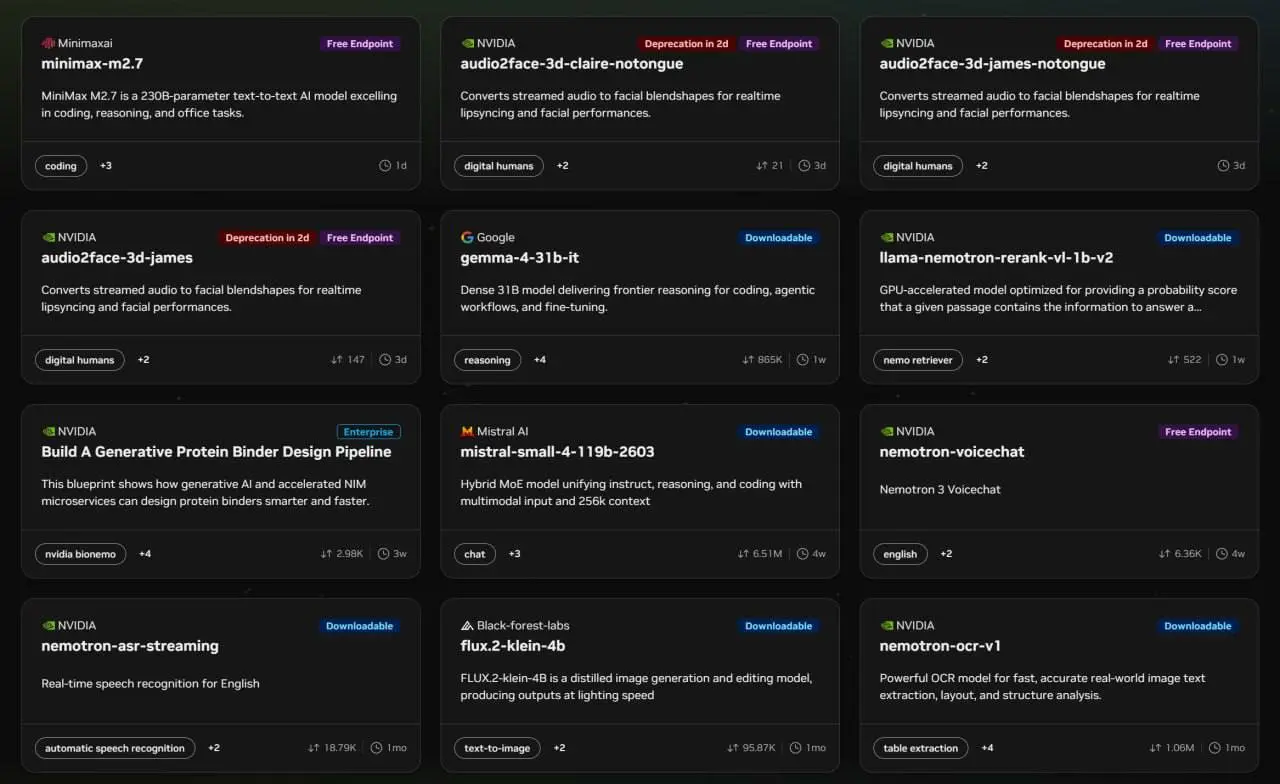 NVIDIA предлагает 95 бесплатных API для открытых моделей (Minimax, DeepSeek, Mistral, Kimi, Gemma, Llama и других), включая аудио-, видео-генераторы и инструменты для озвучки | Сетка — социальная сеть от hh.ru