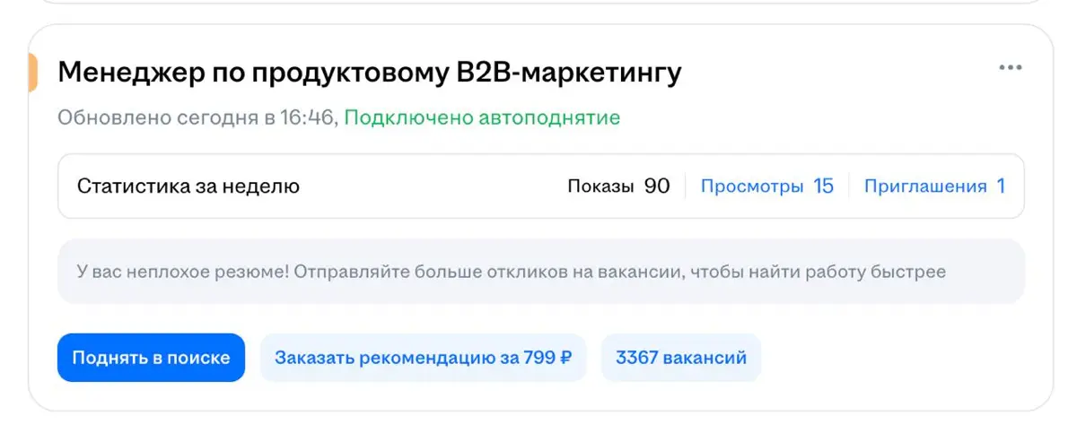 Покажи резюме с лучшей статистикой за неделю | Сетка — социальная сеть от hh.ru