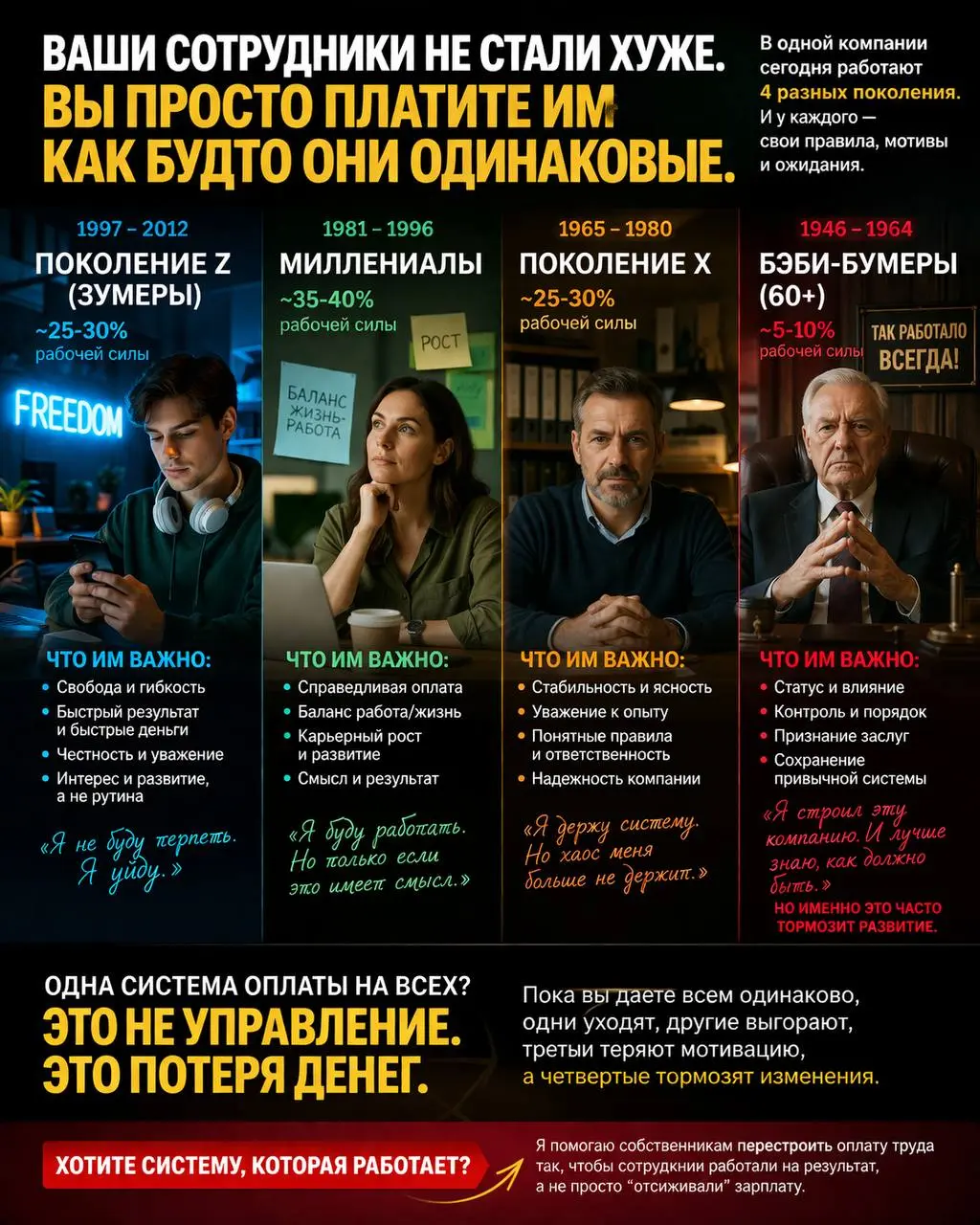 Ваши сотрудники не стали хуже.
Вы просто продолжаете управлять ими так, как будто они одинаковые | Сетка — социальная сеть от hh.ru
