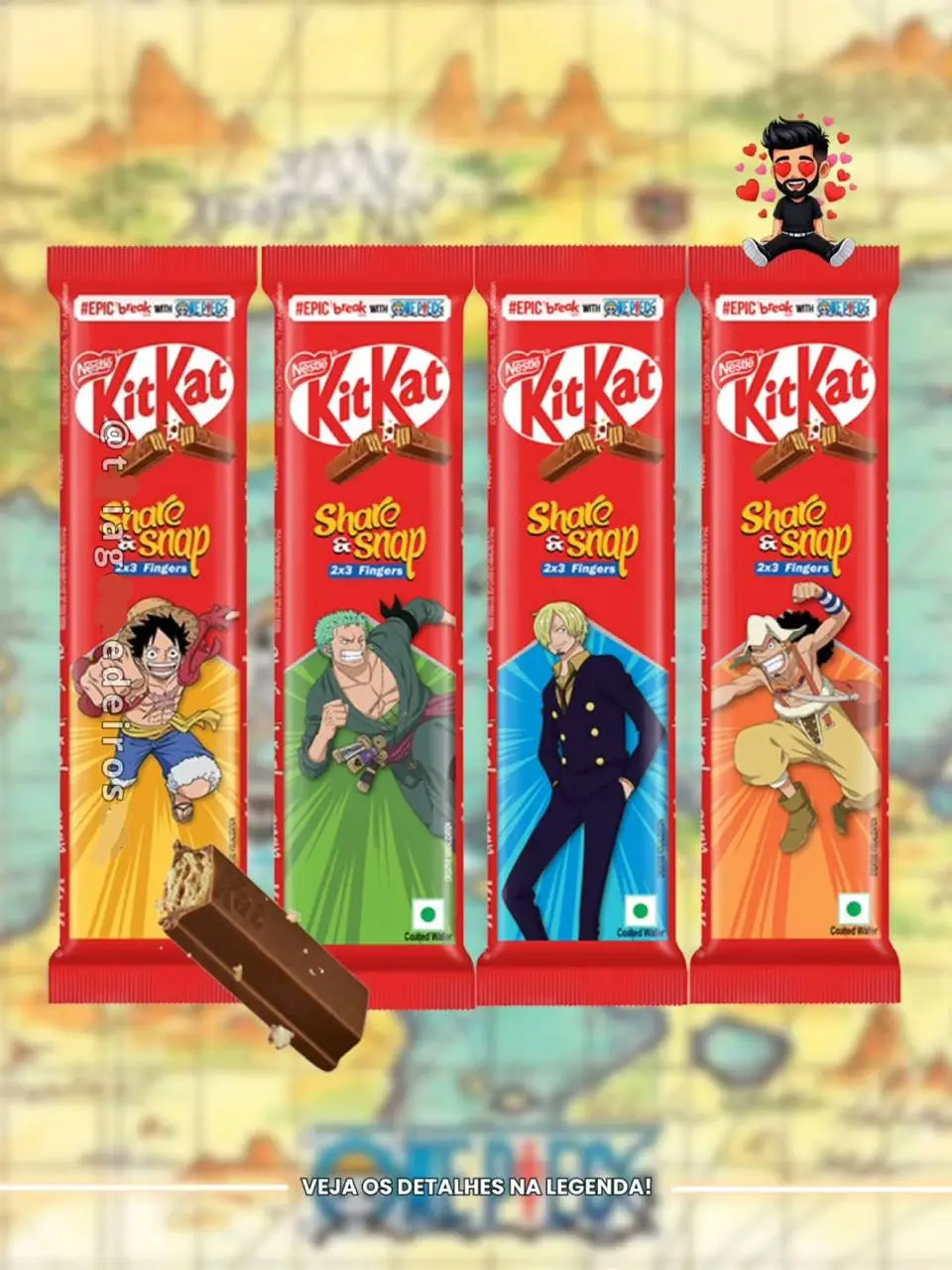 Индийский KitKat дропнул лимитированную линейку по One Piece. Теперь в местных супермаркетах можно залутать шоколадки с Луффи, Зоро, Санджи и Усоппом | Сетка — социальная сеть от hh.ru
