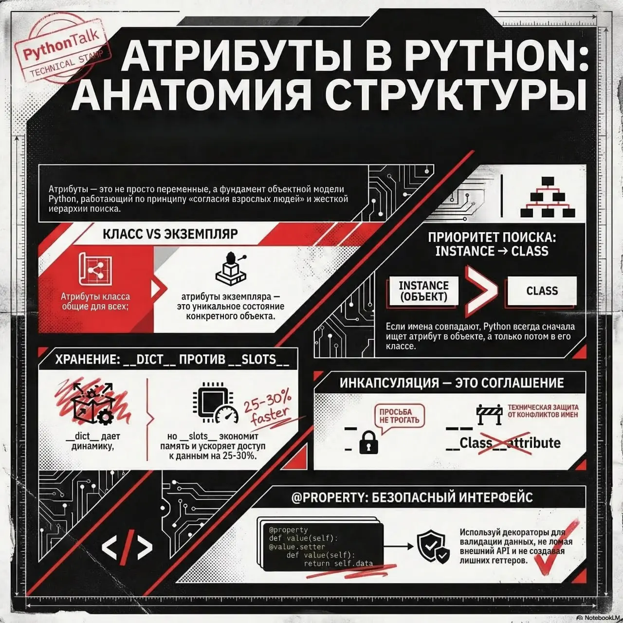 Python-атрибуты: разбираемся, как они работают 🐍
Атрибуты — это фундамент объектной модели Python, но большинство новичков (и даже многие мидлы) используют их интуитивно, не понимая, что происходит "п... | Сетка — социальная сеть от hh.ru