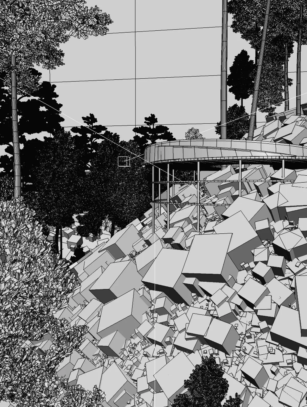3д визуализация выполненная в 3Ds Max, + AI (для обработки зелени)
Сам дизайн из головы, собранный из несколькиз образов | Сетка — социальная сеть от hh.ru