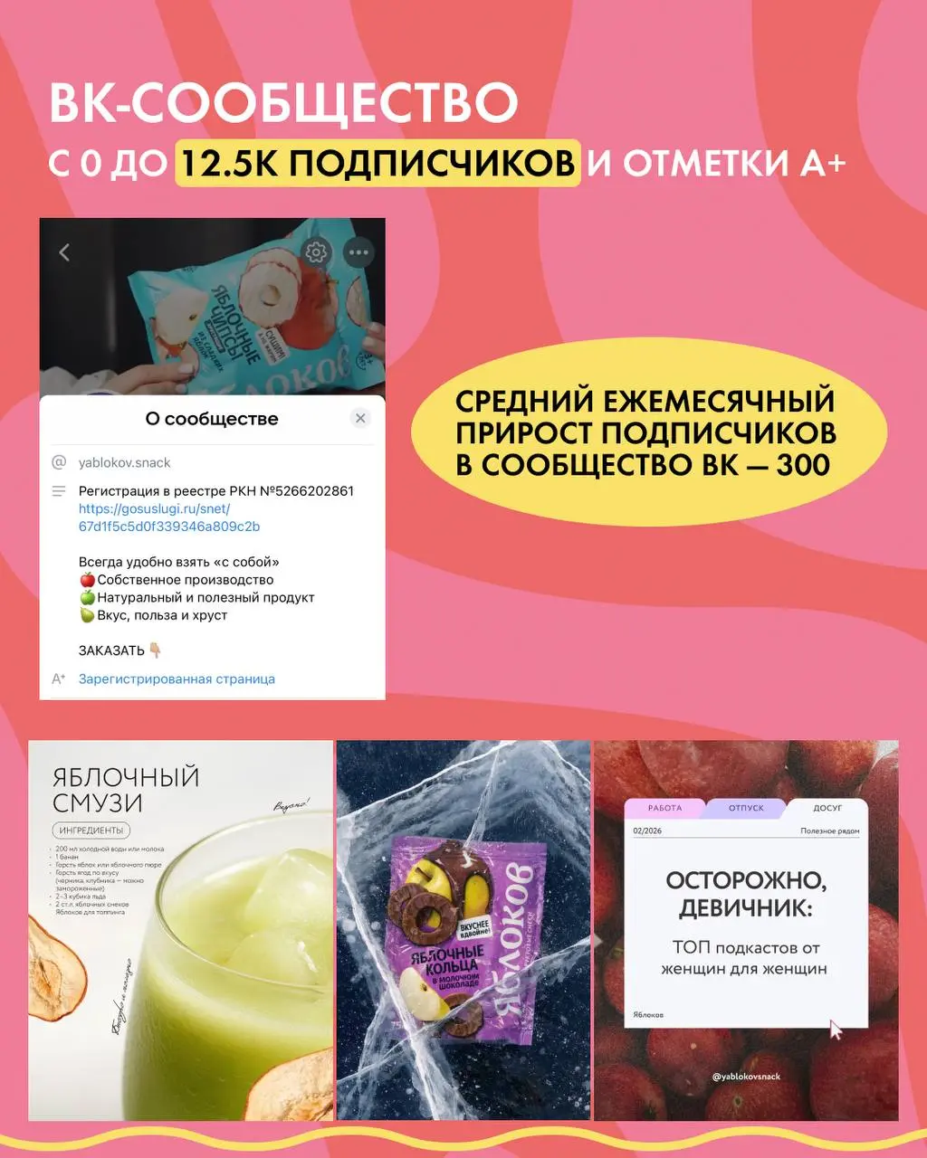 Хрустим на МИЛЛИОН просмотров 🫶🏻
Свежий кейс в студию: продвижение бренда фруктовых снеков 😋
Работаем с* 2021 года❗️
VK
Youtube
#fmcg #smm #digitalmarketing | Сетка — социальная сеть от hh.ru