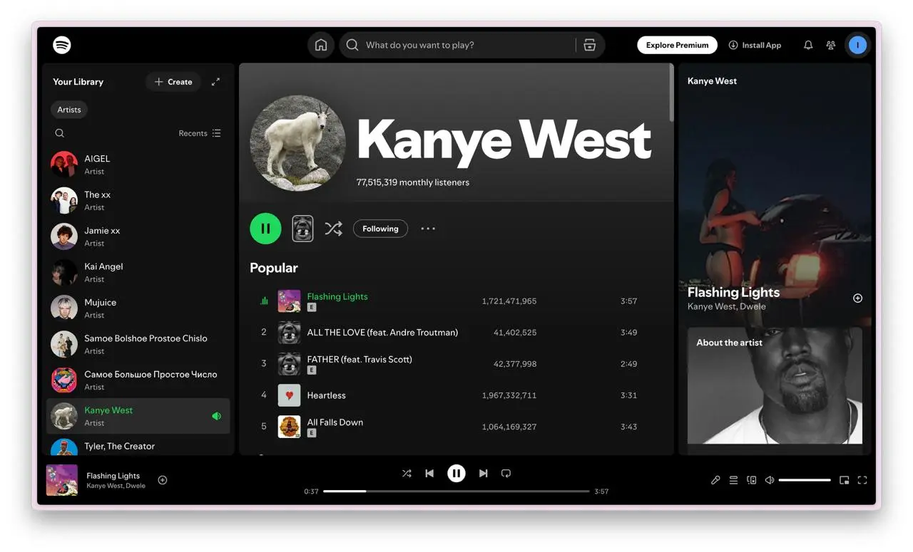 Почитал у @uxliveclassic про UX Spotify и пошел посмотреть что там. Реально Яндекс Музыка остановилась в развитии и ей до Споти как до луны | Сетка — социальная сеть от hh.ru
