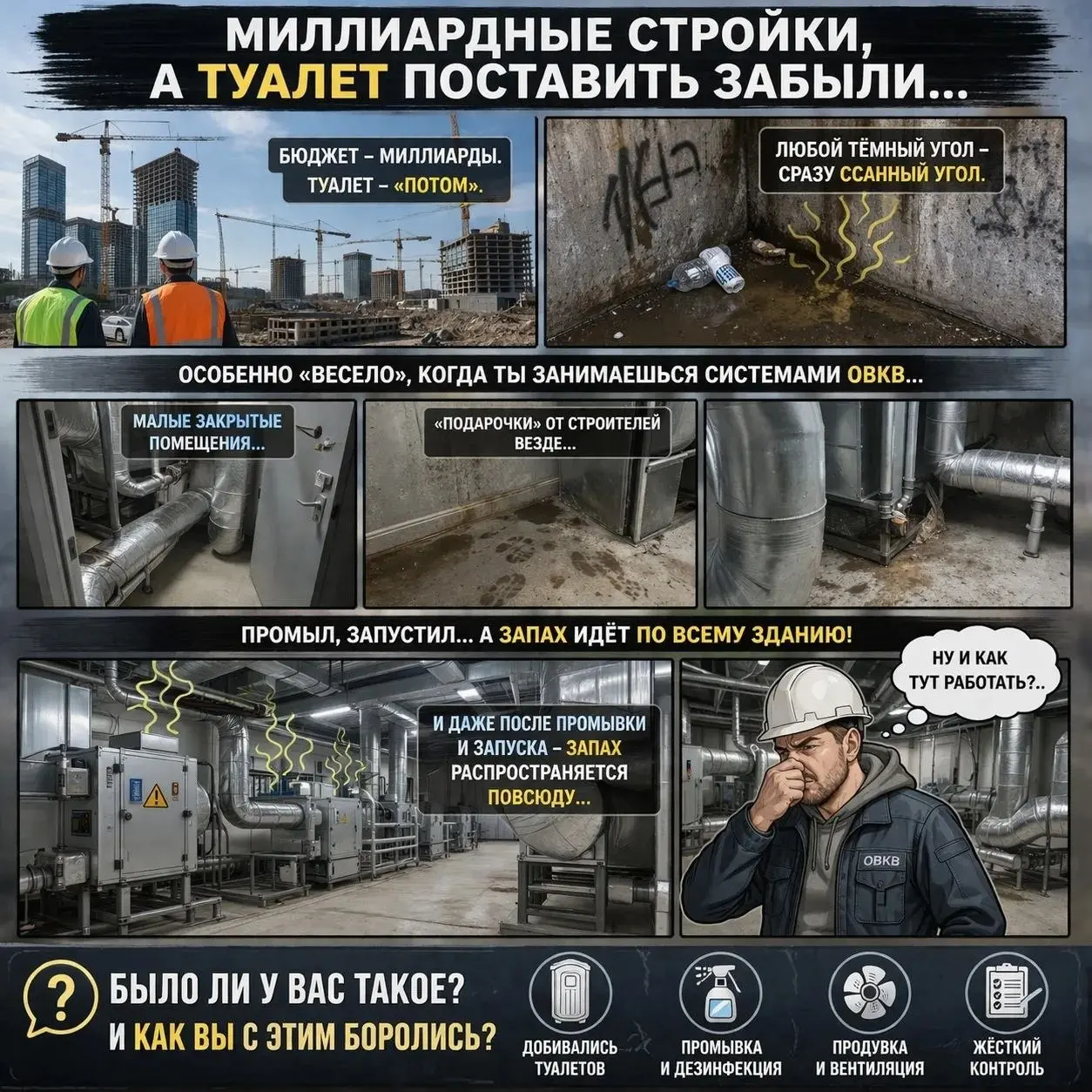 Многие многомиллиардные стройки, где с бюджетом особо не считались, почему-то не удосуживаются установить нормальные туалеты.
К чему это приводит?
Любой тёмный угол превращается в «ароматный» уголок | Сетка — социальная сеть от hh.ru