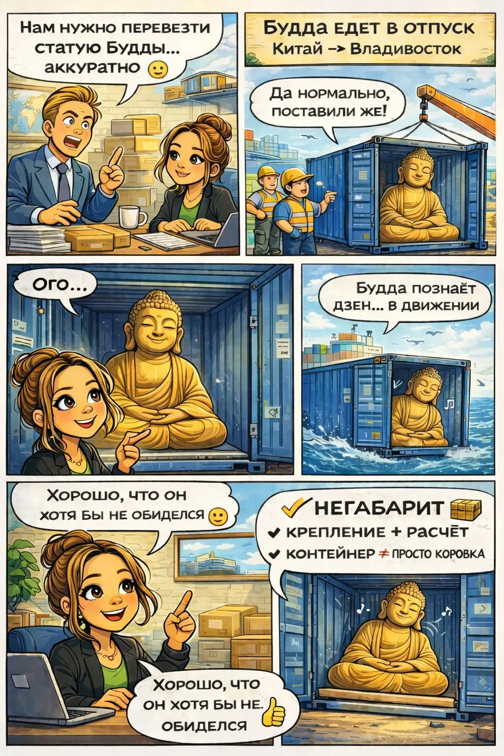 🧘 Как перевезти Будду… и не словить карму? �
Коллеги, помните, я обещала комиксы на реальных событиях?
Так вот… начинаем 😏
Запускаю новую рубрику — 📦 логистика без прикрас (и без тормозов, конечно)
Зд... | Сетка — социальная сеть от hh.ru