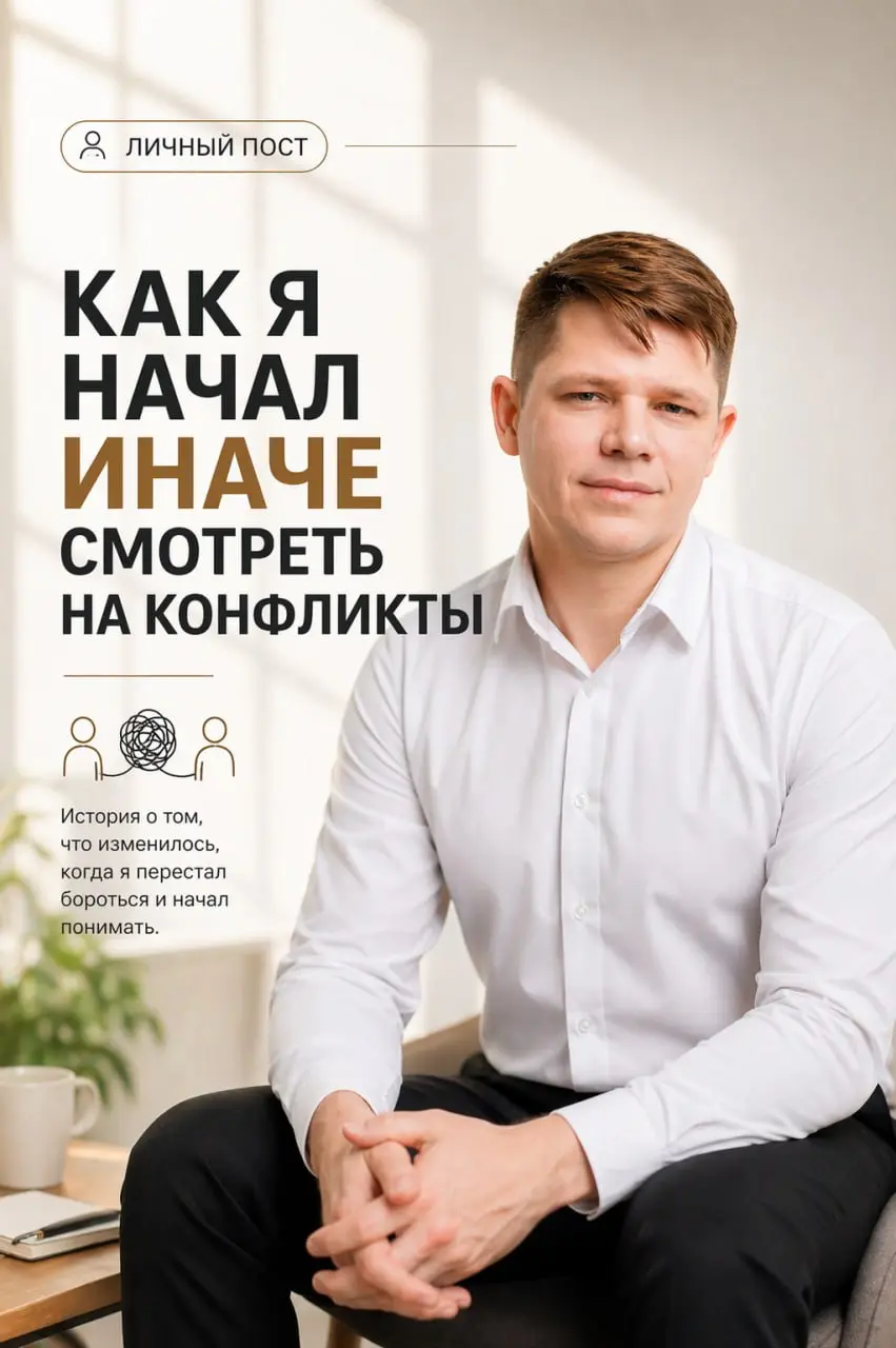Личный пост: как я начал иначе смотреть на конфликты
⚖️ Если честно, я долго смотрел на конфликты как юрист.
Через:
— нормы
— позиции
— доказательства
И это работало | Сетка — социальная сеть от hh.ru