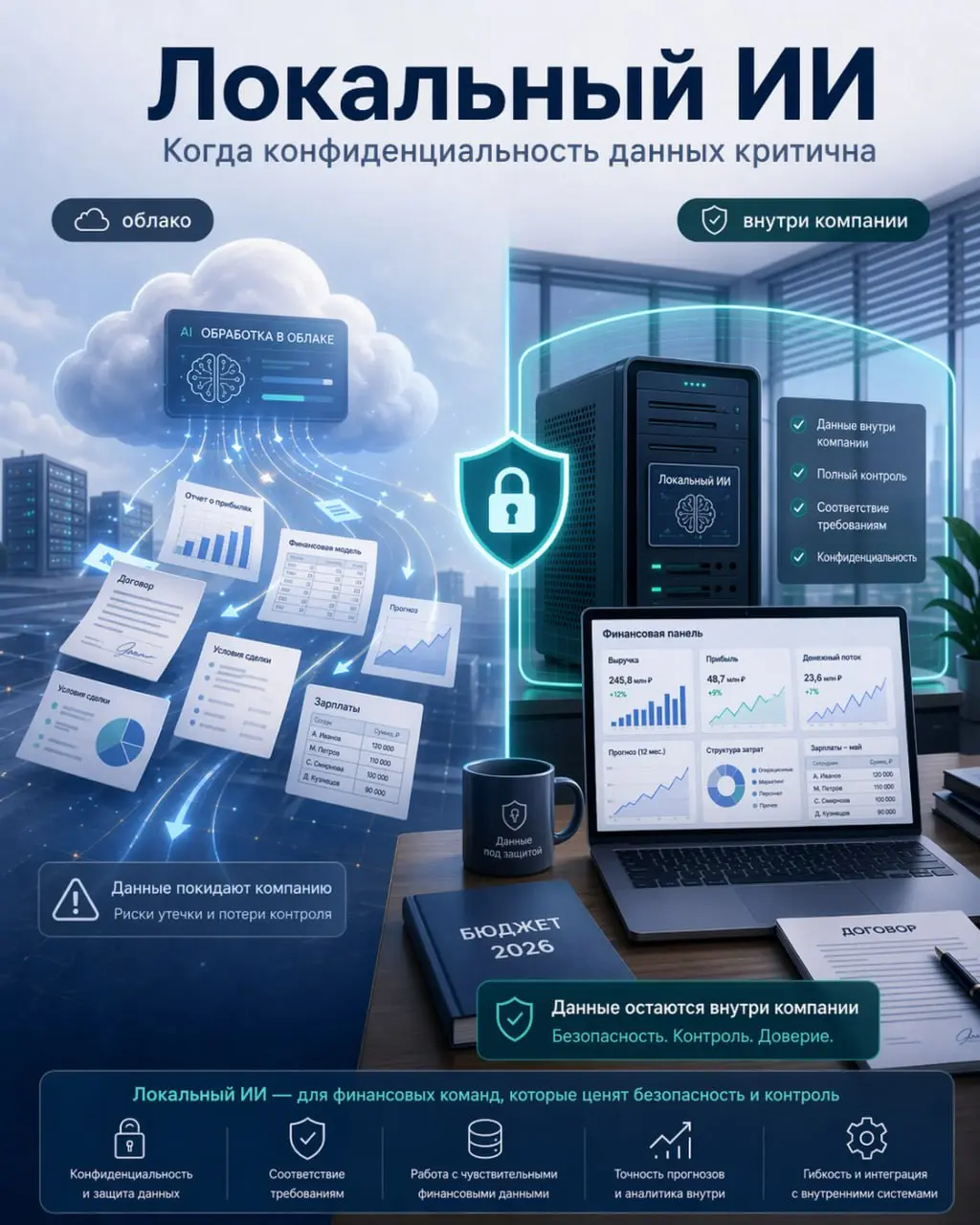 Локальный ИИ: зачем он нужен, если есть ChatGPT или Claude
Последнее время всё чаще слышу от финансистов и топов одно и то же:
«Хочу использовать ИИ в работе. Но отдавать туда наши данные страшно» | Сетка — социальная сеть от hh.ru