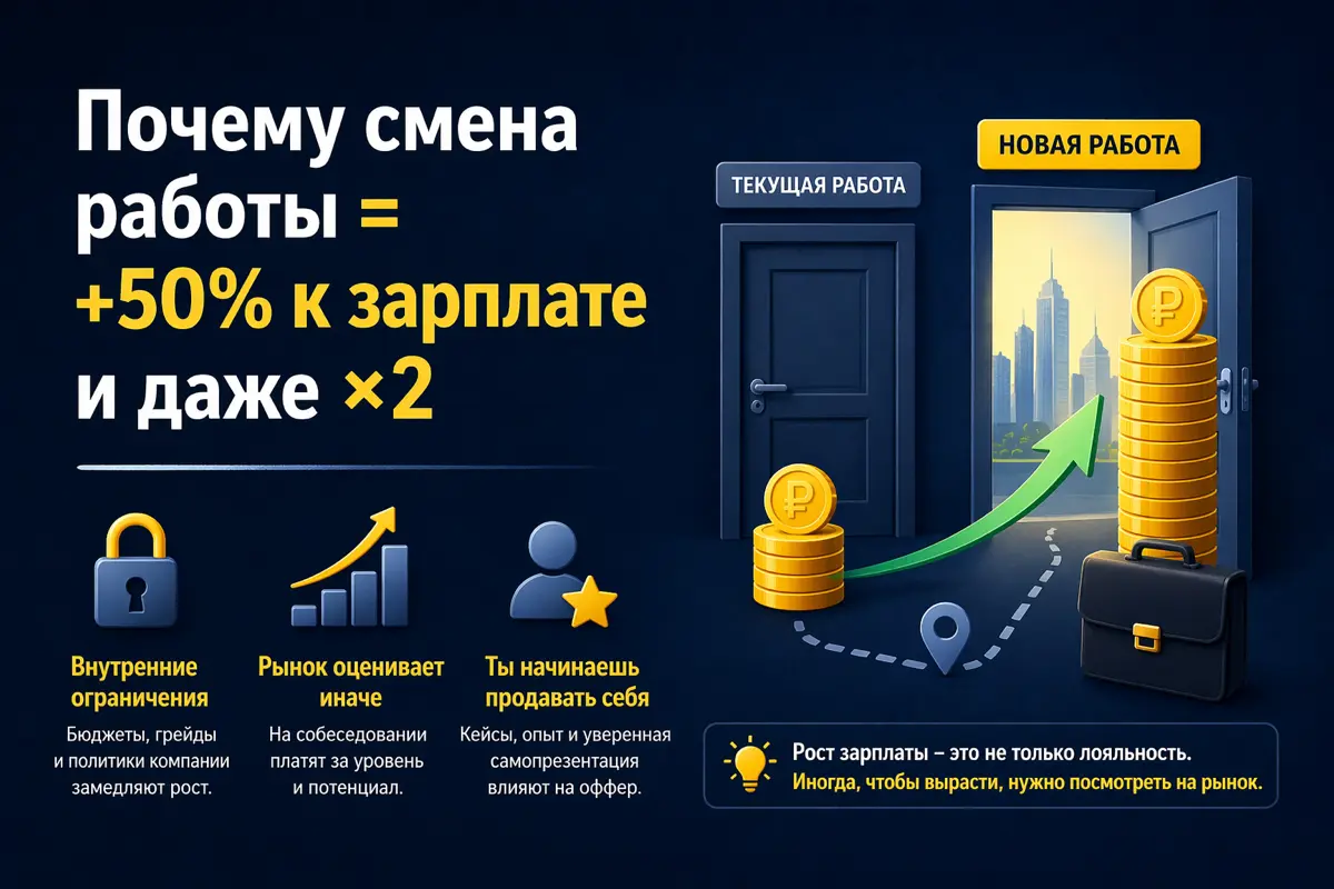 🚀 Почему смена работы часто даёт рост зарплаты сильнее? | Сетка — социальная сеть от hh.ru