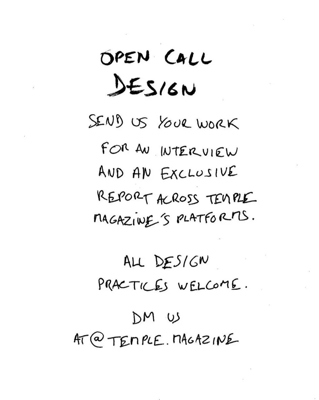⭐️Open Call от Temple Mag⭐️
Классная возможность быть опубликованным в зарубежном дизайн-журнале* | Сетка — социальная сеть от hh.ru
