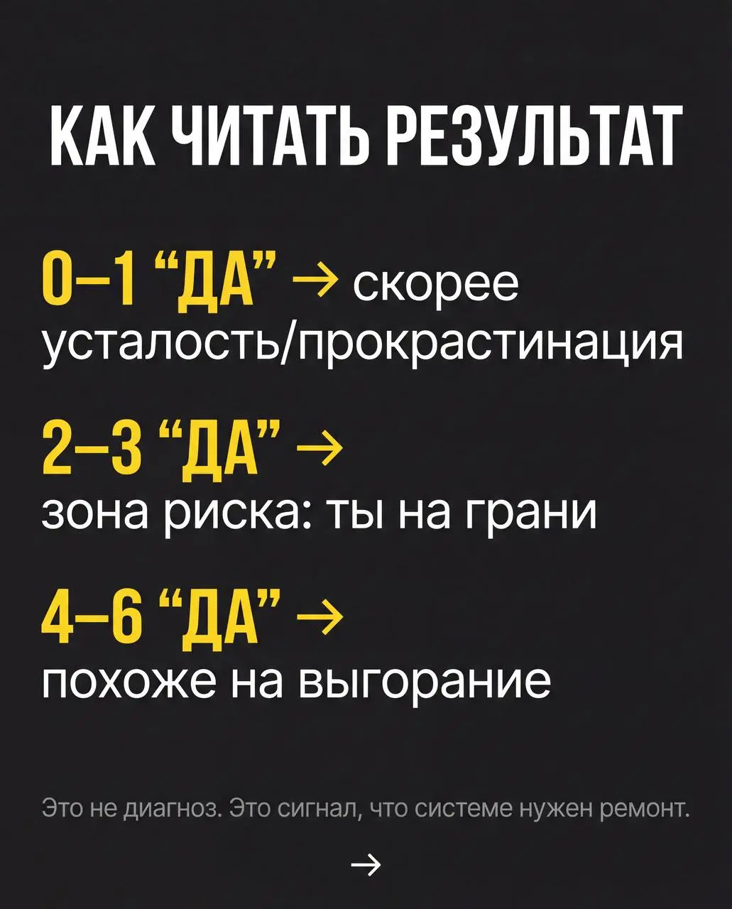 Это поможет тебе протестировать себя.
Сейчас это стало уже словом «нарицательным». Когда про выгорание говорят казалось бы все | Сетка — социальная сеть от hh.ru