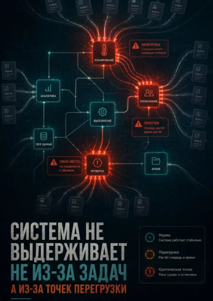 Почему система не выдерживает нагрузку
Вчера разбирали, почему даже в сильных компаниях возникает ощущение постоянных “пожаров 🔥”.
Если коротко — дело не в количестве задач | Сетка — социальная сеть от hh.ru