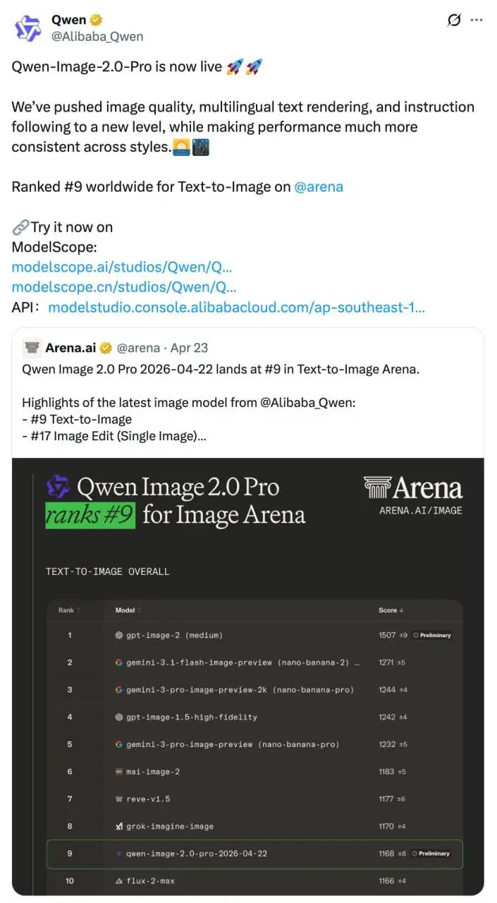 Qwen представил Image-2.0-Pro. Генератор создает реалистичные интерфейсы, редактирует фото, генерирует графику и комбинирует языки без артефактов.
Бесплатно: https://modelscope | Сетка — социальная сеть от hh.ru