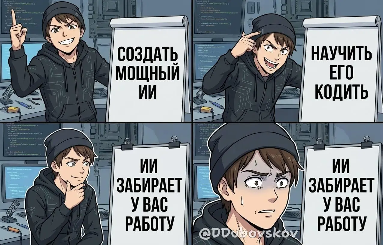 #ПросчиталисьНоГде?
Рубрика: Воскресная мангаСгенерировано через ИИ
Хороший план, и мы его придерживаемся 😅
Главное не останавливаться и мы точно его доведем до конца! 😅
Мой канал 👉 🇷🇺 Max
👆 Там публи... | Сетка — социальная сеть от hh.ru