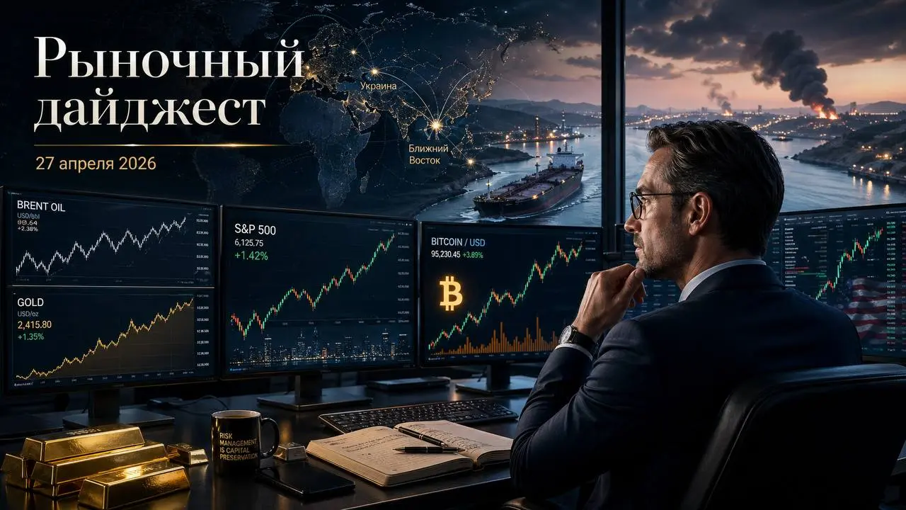 📰 Рыночный Дайджест на 27 апреля 2026
• Геополитика:
США–Иран: Перемирие продлено, но переговоры застопорились. Риски блокады Ормуза сохраняются | Сетка — социальная сеть от hh.ru
