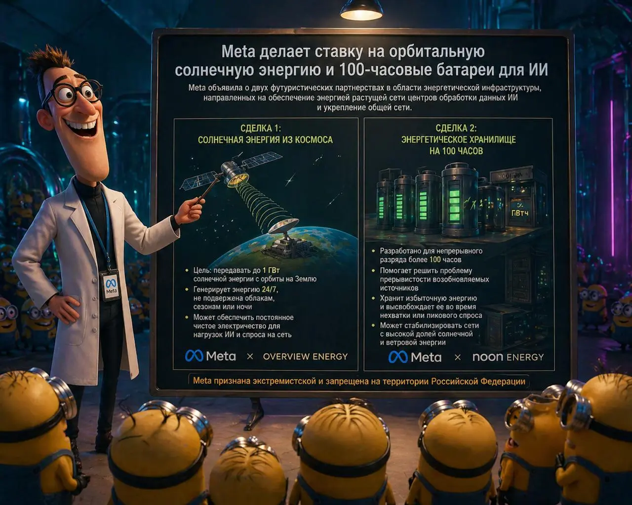 Meta* делает ставку на орбитальную солнечную энергию и 100-часовые батареи для ИИ
Meta объявила о двух футуристических партнерствах в области энергетической инфраструктуры, направленных на обеспечение... | Сетка — социальная сеть от hh.ru