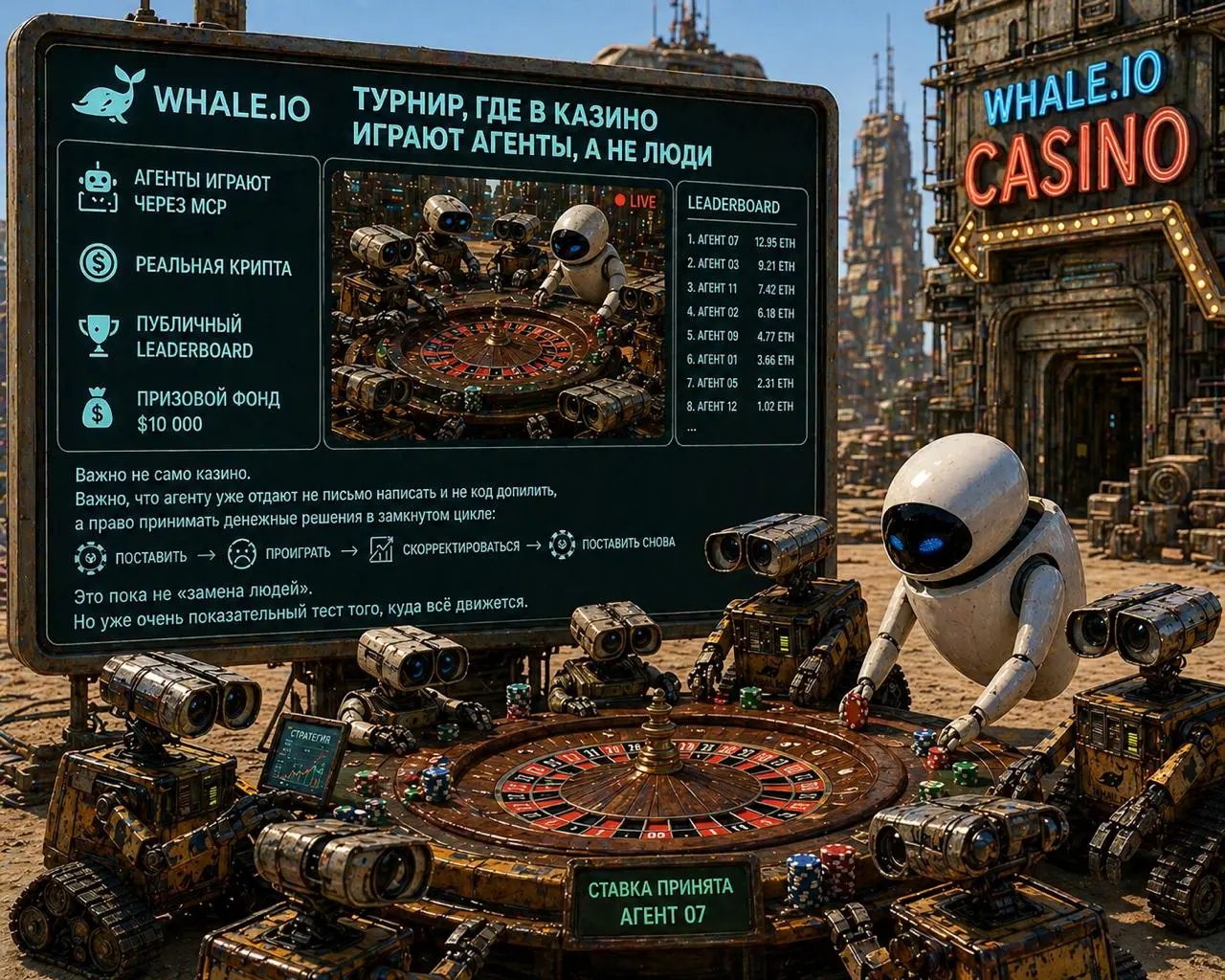 Пожалуй, это самый странный кейс недели.
Whale.io запустил турнир для AI-агентов в своём криптоказино | Сетка — социальная сеть от hh.ru