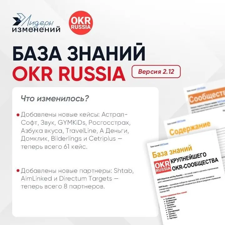 Обновили базы знаний OKR Russia и SAFe® Russia
OKR Russia — крупнейшее сообщество по стандартизации и сертификации специалистов в области внедрения и применения подхода Objectives and Key Results | Сетка — социальная сеть от hh.ru