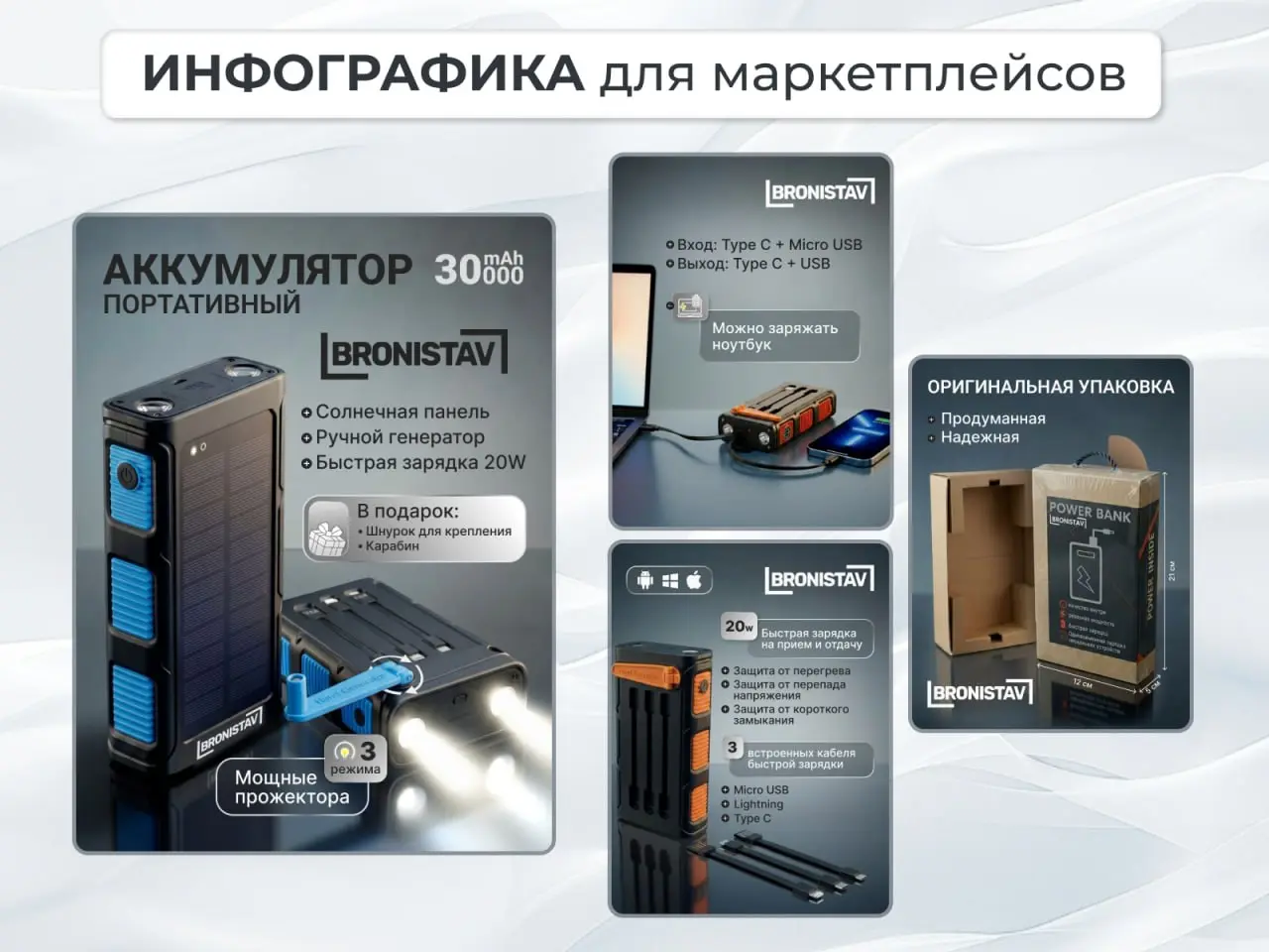 Новая работа — карточка для WB для портативного аккумулятора | Сетка — социальная сеть от hh.ru