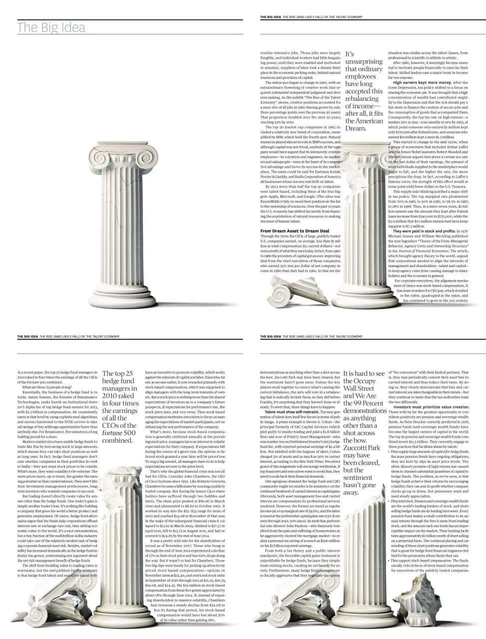 Визуальная метафора сквозь статью
Статья журнала Harvard Business Review описывает структурный сдвиг в американской экономике за полвека | Сетка — социальная сеть от hh.ru