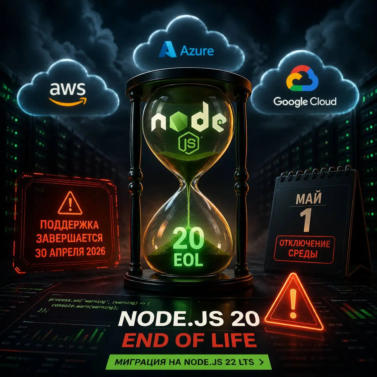 🛠️ 🟢 Сегодня истекает срок поддержки Node.js 20 — облака отключат среду уже завтра
Node.js 20 достиг конца жизненного цикла 30 апреля 2026 года | Сетка — социальная сеть от hh.ru