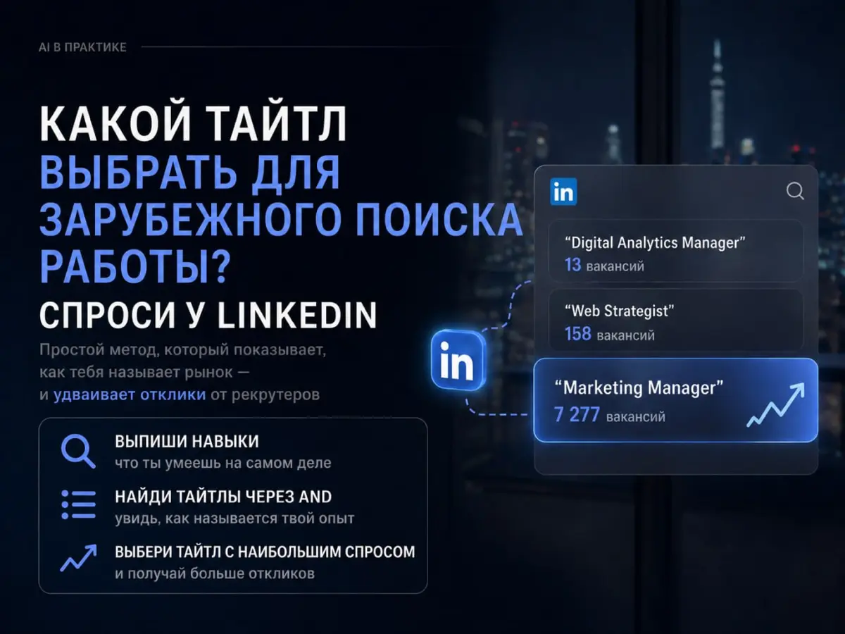 Если ты целишься на зарубеж - не гадай, какой выбрать тайтл | Сетка — социальная сеть от hh.ru