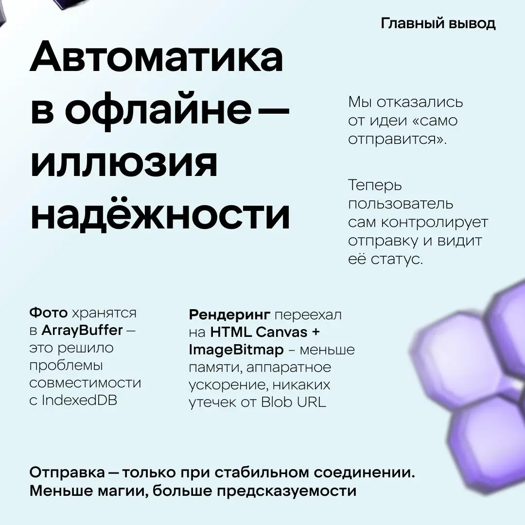 Что делать, когда ключевой функционал приложения — загрузка фото — должен работать даже без интернета?
Артур Басак, руководитель команды фронтенд-разработки X5 Tech, рассказывает про Web-First подход ... | Сетка — социальная сеть от hh.ru