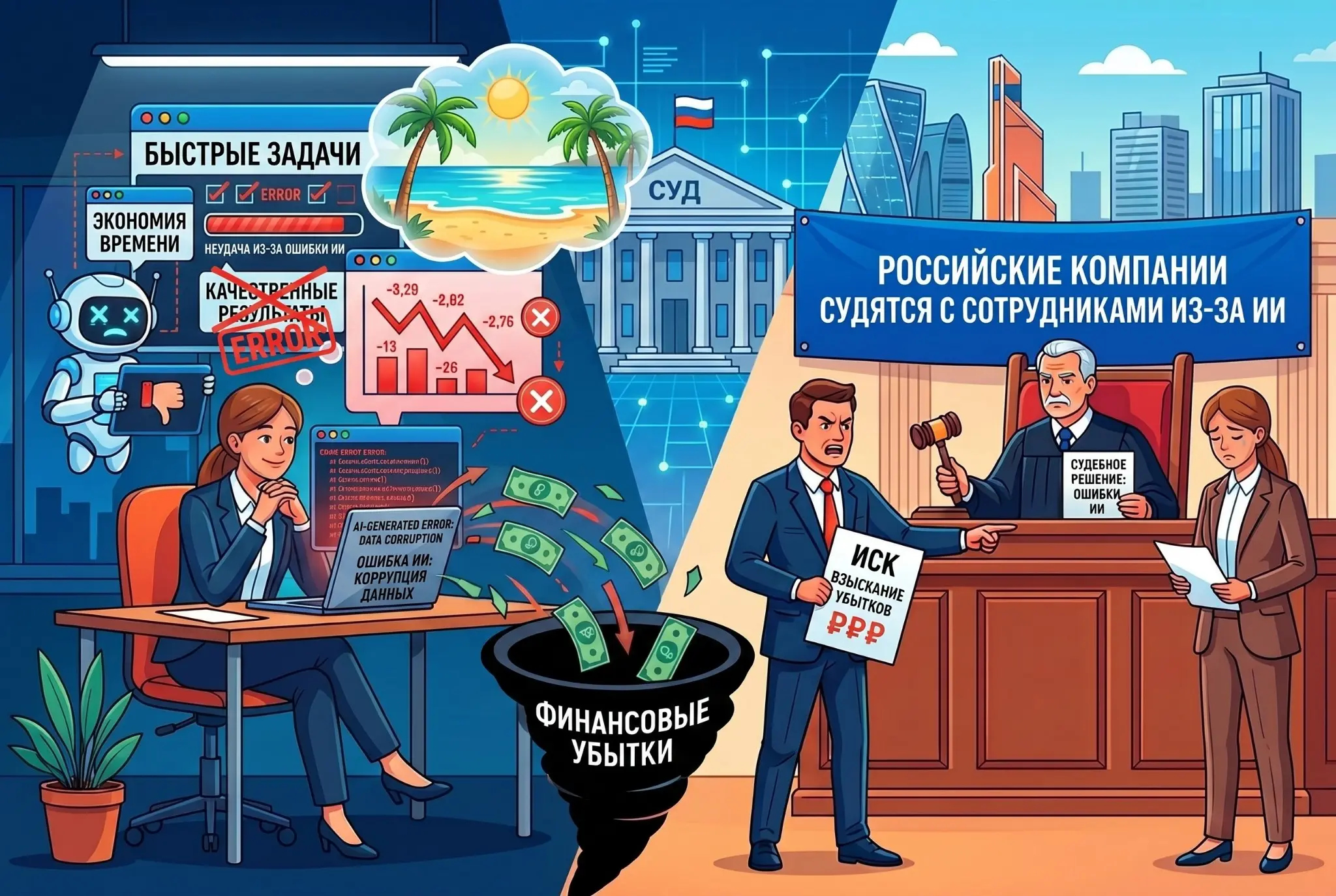 Российские компании  подают в суд на сотрудников из-за ИИ | Сетка — социальная сеть от hh.ru