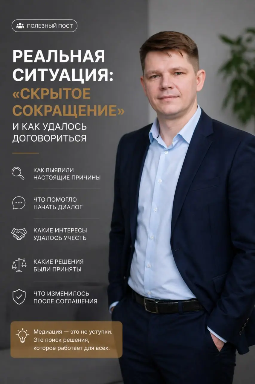 Реальная ситуация: "скрытое сокращение" и как удалось договориться
📑 Ко мне обратился сотрудник крупного девелопера | Сетка — социальная сеть от hh.ru