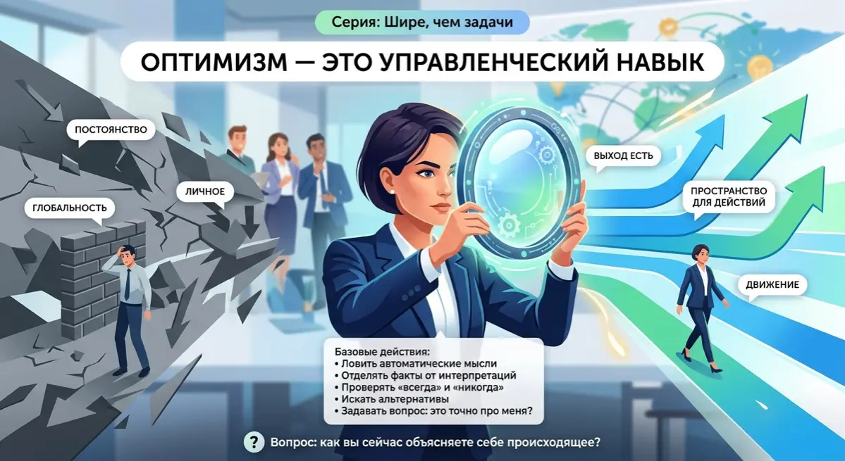 💬 Оптимизм - это не черта характера. Это управленческий навык?
Хорошая новость для всех, кто управляет людьми: это навык.
Плохая: он не появляется сам | Сетка — социальная сеть от hh.ru