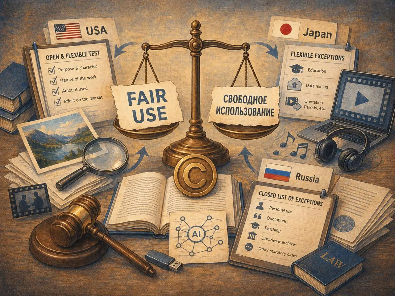 Почему России нужен свой fair use.
1/3. Как США и Япония разрешают использовать чужие произведения без согласия | Сетка — социальная сеть от hh.ru