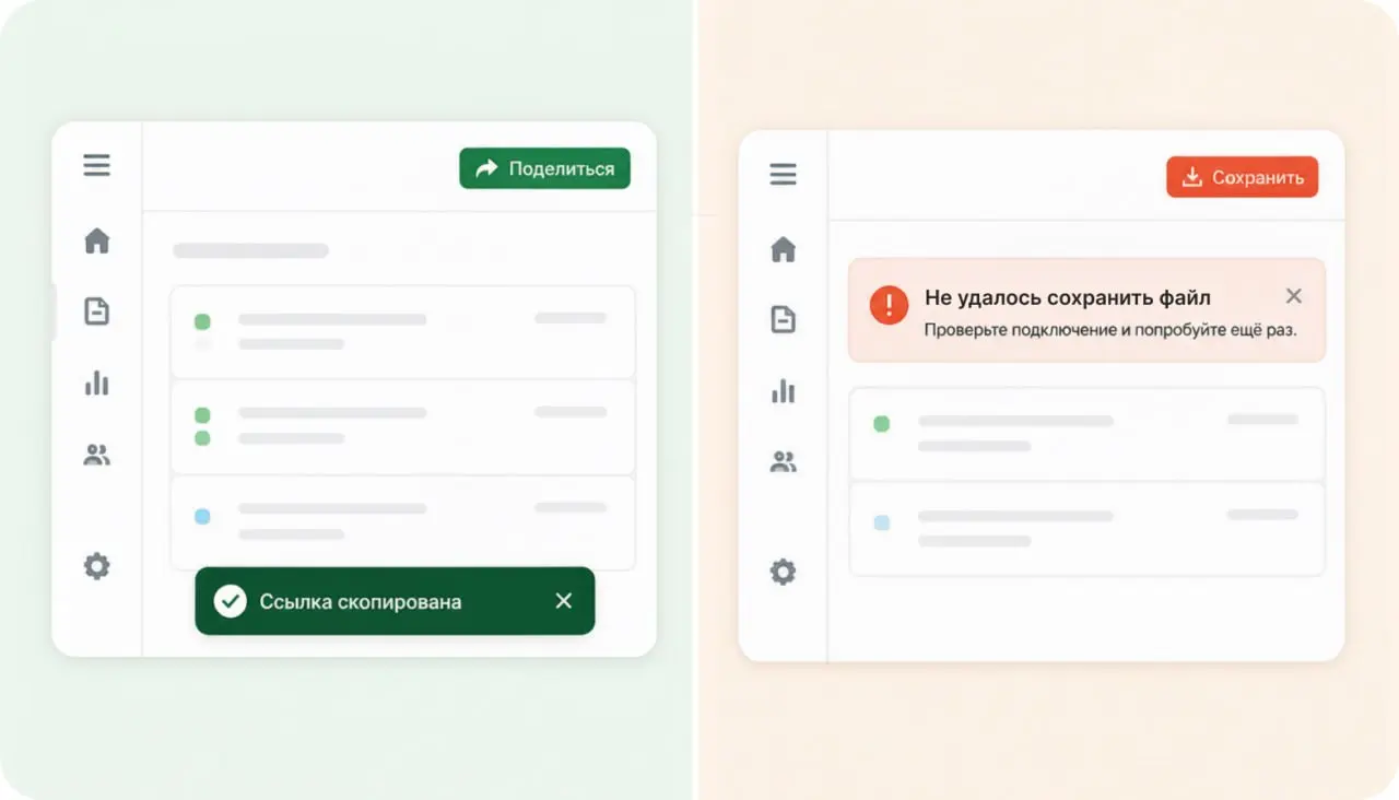 В разных дизайн-системах названия компонентов совпадают не всегда. Например, то, что в одной системе называется toast, в другой может быть alert, notification или snackbar | Сетка — социальная сеть от hh.ru
