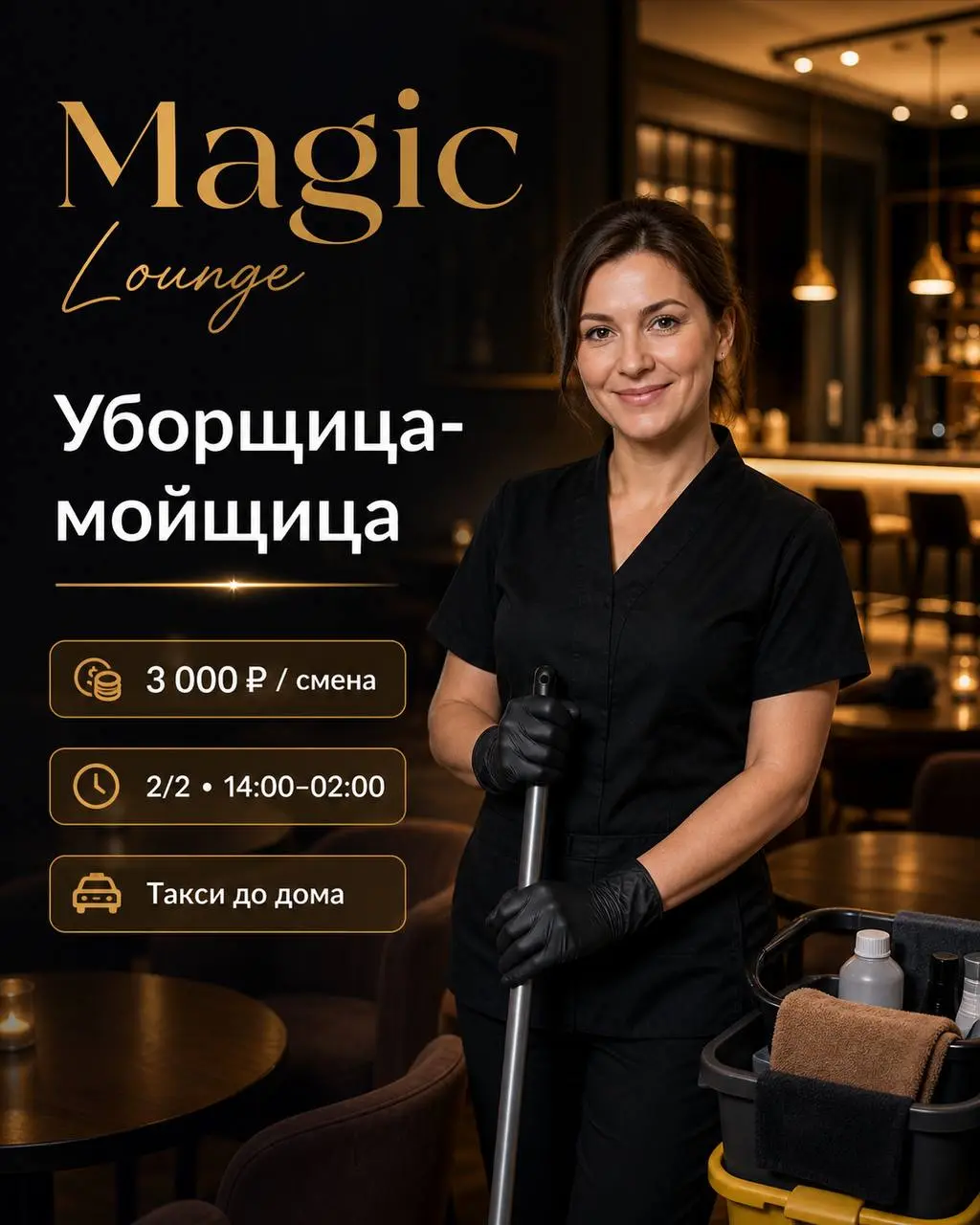 УБОРЩИЦА-МОЙЩИЦА
От 3 000₽/смена
Magic Lounge
• Москва
• Клининг и бытовые услуги
• @ksksztsv
Полное описание вакансии размещено в Телеграм и Макс. Переходите по ссылке в закрепленном сообщении | Сетка — социальная сеть от hh.ru